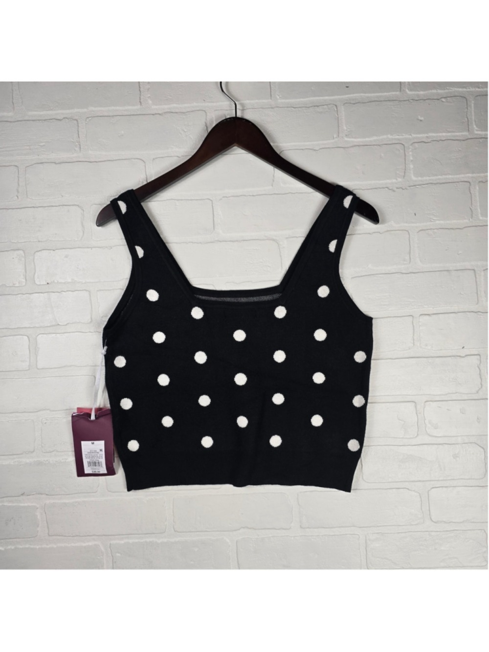 Women's Victor Glemaud Polka Dot Tank Top Black White Size M - Picture 2 of 2